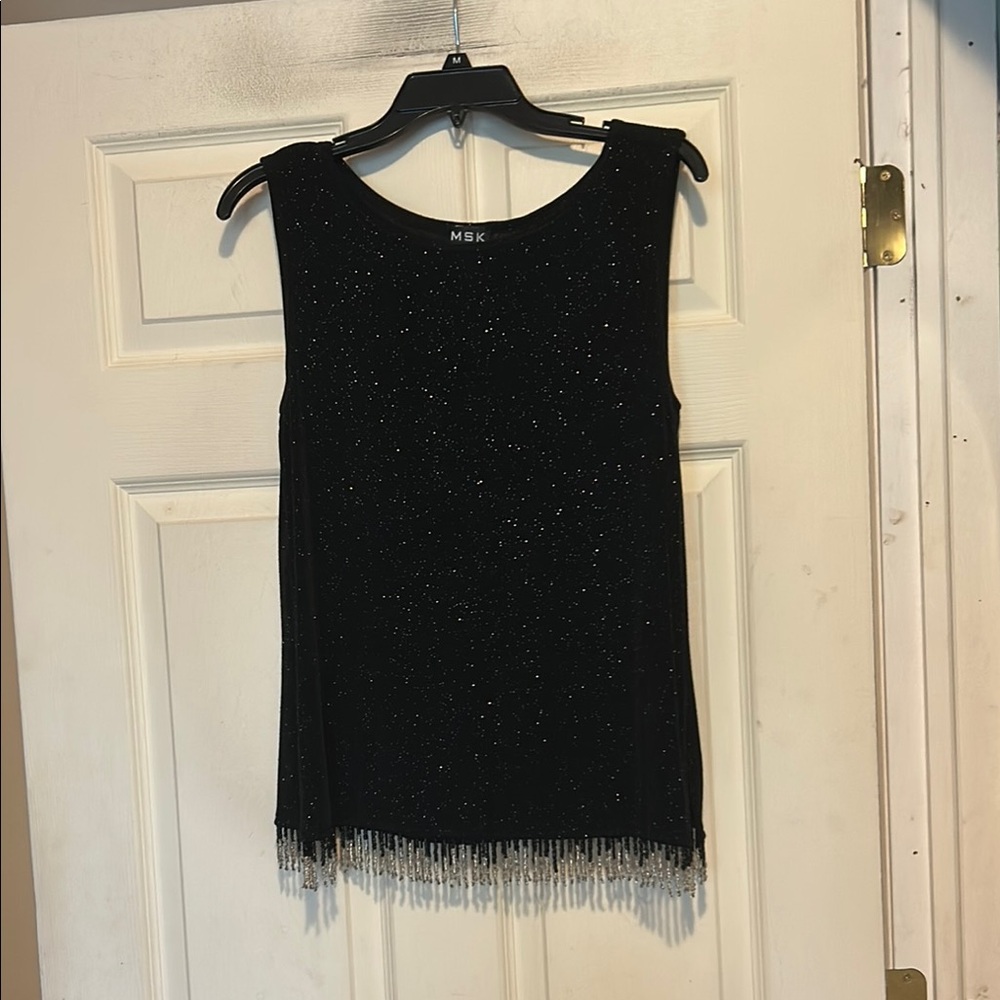 MSK Black Sleeveless Sequin top Size XL